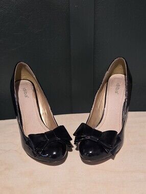 Diba Black Patent Bow-Topped Pumps - Women's Dress Heels